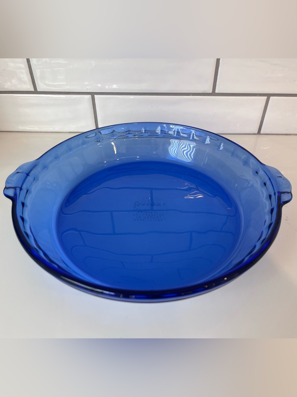 Vintage Pyrex Cobalt Blue Pie Dish 229 | 9.5” Fluted Baking Pan 1990s